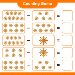 Counting game, count the number of Ship Steering Wheel and write the result. Educational children game, printable worksheet, vector illustration