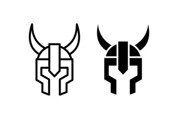 Fototapeta na wymiar horned viking armor helmet vector icon