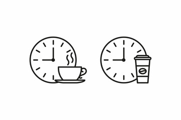 Fototapeta premium coffee break flat vector icon illustration line art style