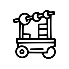 kebab trade cart line vector doodle simple icon