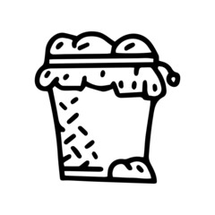 laundry basket with cover line vector doodle simple icon