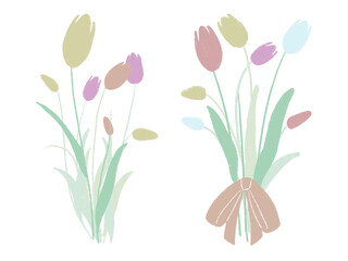 チューリップの花束のイラスト