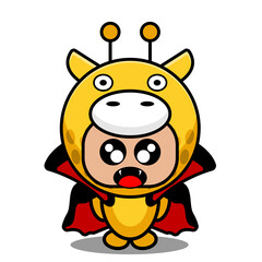 vector cartoon character mascot costume cute animal giraffe wearing dracula cloak