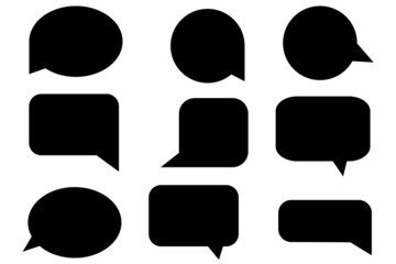 Speech dialogue set. Shadow effect. Communication concept. Freehand art. Banner design. Vector illustration. Stock image. EPS 10.