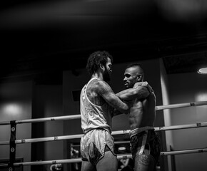 Fototapeta na wymiar two fighters in the ring 