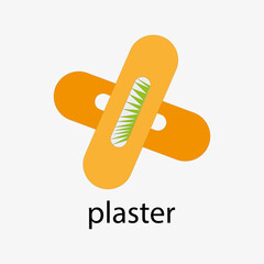 Crossed medical plaster. Medicine background. Creative art design. First aid. Help sign. Vector illustration. Stock image. EPS 10.