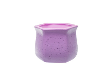 Purple flower pot ceramic pot isolated on a white background