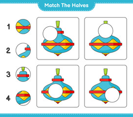 Match the halves. Match halves of Whirligig Toy. Educational children game, printable worksheet, vector illustration