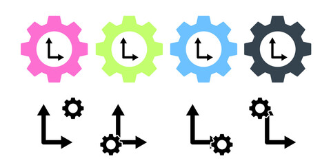 Arrow, right, navigation, up vector icon in gear set illustration for ui and ux, website or mobile application