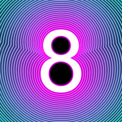 number eight neon eighth concept 8 symbol 3d collection