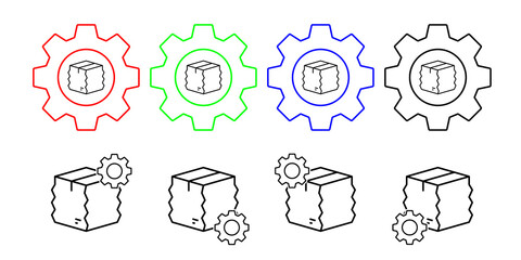 Fototapeta premium Box closed vector icon in gear set illustration for ui and ux, website or mobile application
