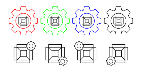Box opened vector icon in gear set illustration for ui and ux, website or mobile application