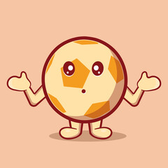confused soccer ball mascot isolated cartoon in flat style