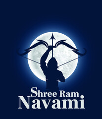 	
Lord rama vector graphic design with holding Bow and Arrow amazing vector art full moon. - obrazy, fototapety, plakaty