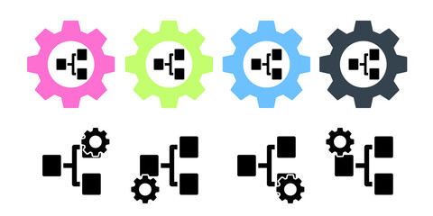 Chart graph vector icon in gear set illustration for ui and ux, website or mobile application