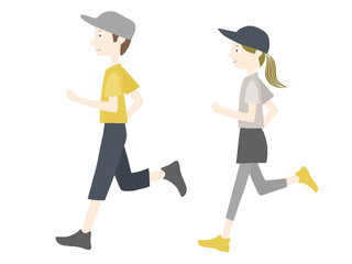 ジョギングする男女のイラスト