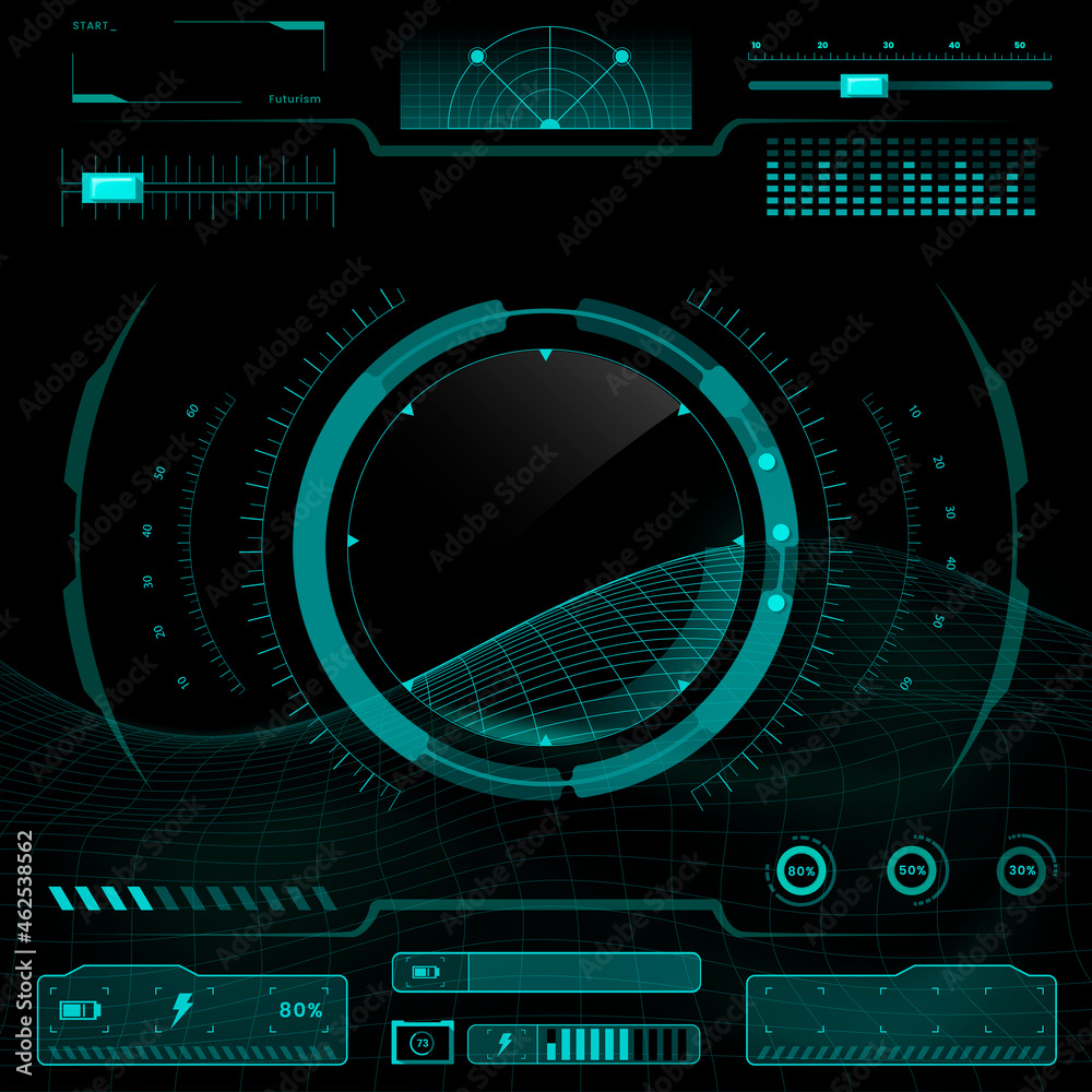 Wall mural technology interface template design elements vector