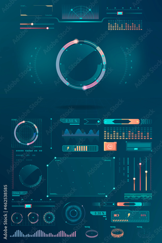 Wall mural technology interface template design elements vector