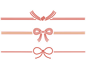 手書き　フラットな水引のベクターイラスト素材セット　シンプル