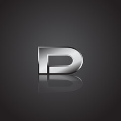 Simple Modern Initial Logo Vector Silver Metal chrome ID