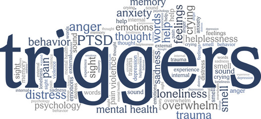 Emotional triggers vector illustration word cloud isolated on white background. - obrazy, fototapety, plakaty