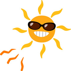 サングラスをかけた笑う太陽のキャラクター