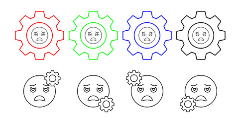 Sad, surprised, emotions vector icon in gear set illustration for ui and ux, website or mobile application