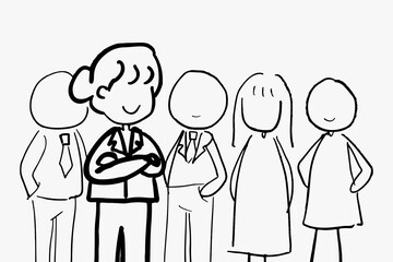 Business people doodle vector woman with leadership characters