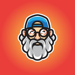 HIPSTER MAN HEAD MASCOT LOGO