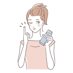 コンタクトレンズを使う女性の美容系イラスト