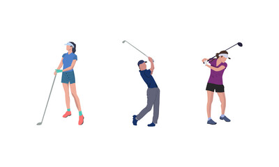 illustration of group of people playing golf