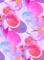 Soft citric fruit punch by the pool, seamless pattern.