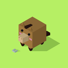 Obraz premium brown horse cubic isometric