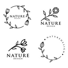 flower line art logo vector template.