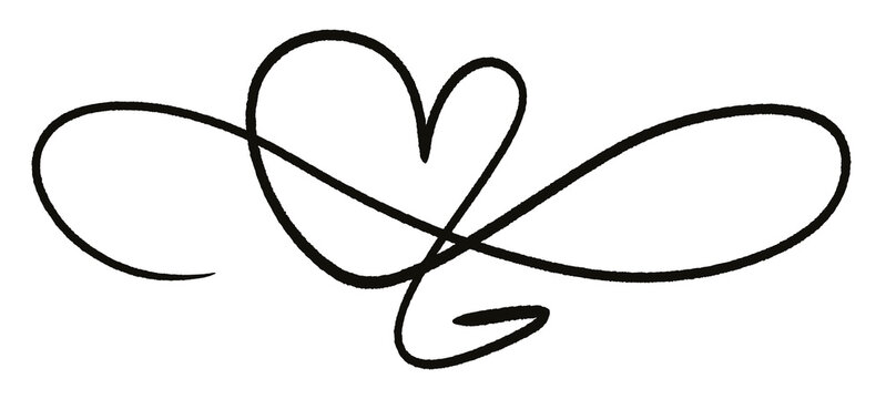 Heart.One line drawing on white background.