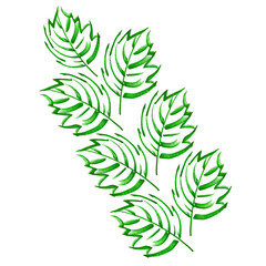 Lines marker grass greens hand drawing creeper leaves bright tree