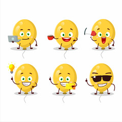 Yellow balloons cartoon character with various types of business emoticons