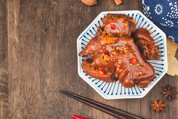 A plate of braised pork feet
