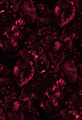 Deep rich red floral seamless pattern.