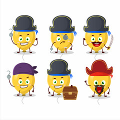 Cartoon character of yellow balloons with various pirates emoticons