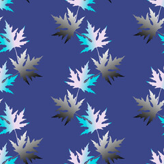 Autumn maple leaves.Seamless pattern.Image on white and colored background.