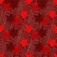 Autumn maple leaves.Seamless pattern.Image on white and colored background.