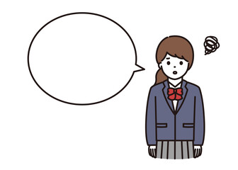 困っている制服の女子学生 吹き出し