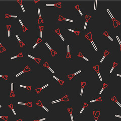 Line Handle broom icon isolated seamless pattern on black background. Cleaning service concept. Vector