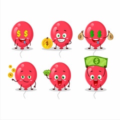 Red balloons cartoon character with cute emoticon bring money