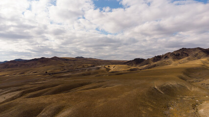 Bird view panorama of the steppes