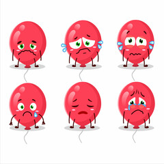 Red balloons cartoon character with sad expression