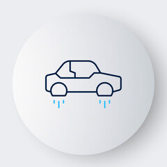 Fototapeta premium Line Fantastic flying car icon isolated on white background. Hover car future technology future transport. Colorful outline concept. Vector