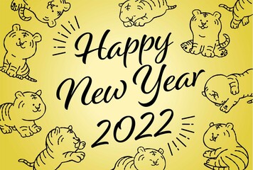 2022年　かわいい寅の年賀状