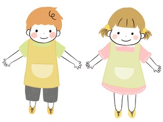 笑顔がかわいいエプロン姿の子供達